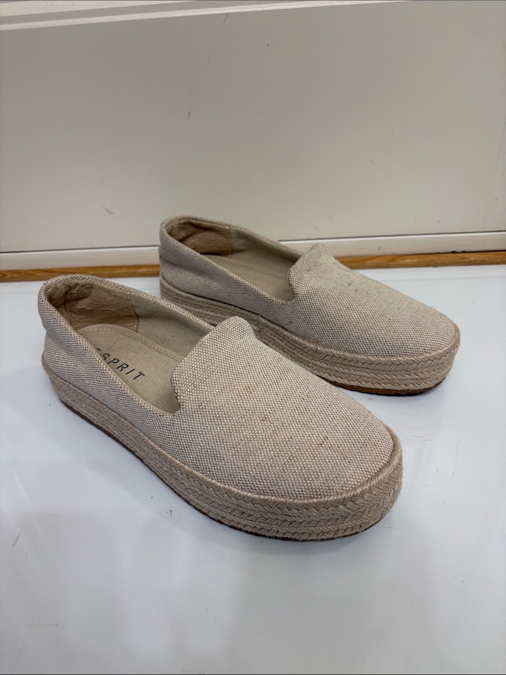 Esprit Beige Canvas Slip-On Espadrille Platform Shoes